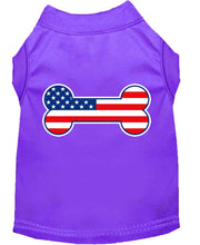 Mirage Pet Products XS (0-3 lbs.) / Purple Pet Dog & Puppy Shirt Screen Printed "Bone Shaped American Flag"