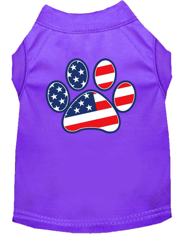 Mirage Pet Products XS (0-3 lbs.) / Purple Pet Dog & Puppy Shirt Screen Printed "Patriotic Paw"