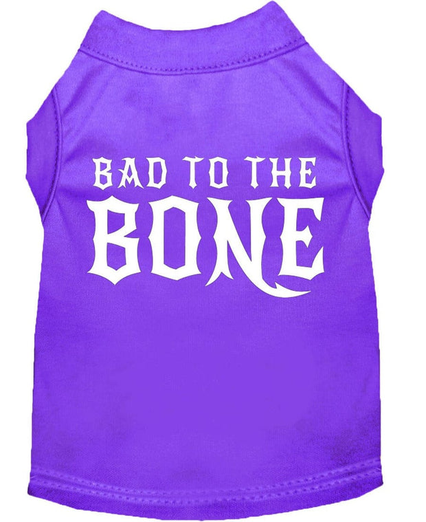 Mirage Pet Products XS (0-3 lbs.) / Purple Pet Dog Shirt Screen Printed "Bad To The Bone"