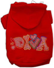 Mirage Pet Products XS (0-3 lbs.) / Red Dog or Cat Hoodie Rhinestone "Technicolor Diva"