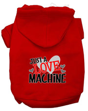 Mirage Pet Products XS (0-3 lbs.) / Red Dog or Cat Hoodie Screen Printed "Just A Love Machine"