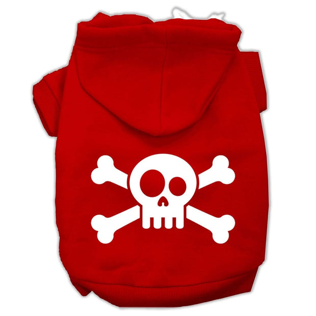 Mirage Pet Products XS (0-3 lbs.) / Red Dog or Cat Hoodie Screen Printed "Skull & Crossbones"