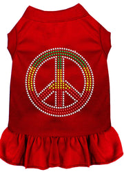 Mirage Pet Products XS (0-3 lbs.) / Red Pet Dog & Cat Dress Rhinestone, "Rasta Peace"