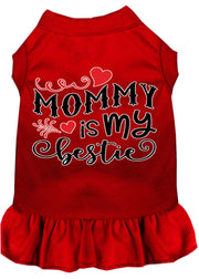 Mirage Pet Products XS (0-3 lbs.) / Red Pet Dog & Cat Dress Screen Printed "Mommy Is My Bestie"