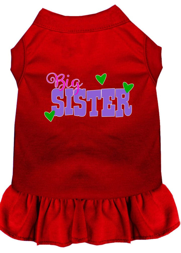 Mirage Pet Products XS (0-3 lbs.) / Red Pet Dog & Cat Screen Printed Dress "Big Sister"