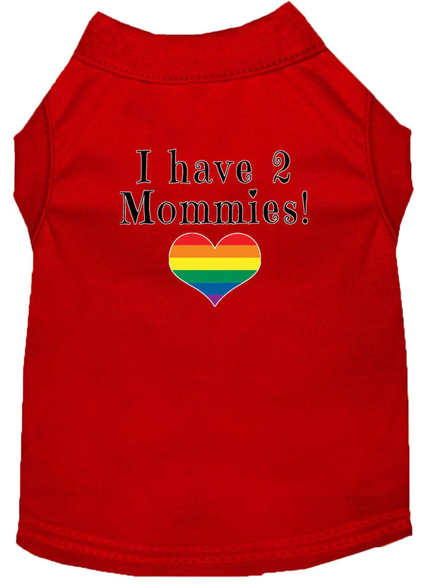 Mirage Pet Products XS (0-3 lbs.) / Red Pet Dog & Cat Shirt Screen Printed "I have 2 Mommies"