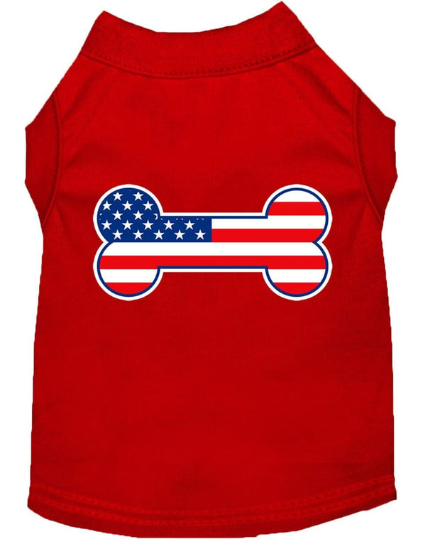 Mirage Pet Products XS (0-3 lbs.) / Red Pet Dog & Puppy Shirt Screen Printed "Bone Shaped American Flag"