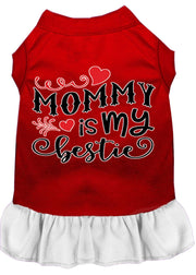 Mirage Pet Products XS (0-3 lbs.) / Red w/ White Pet Dog & Cat Dress Screen Printed "Mommy Is My Bestie"
