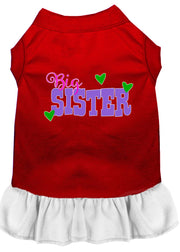 Mirage Pet Products XS (0-3 lbs.) / Red w/ White Pet Dog & Cat Screen Printed Dress "Big Sister"