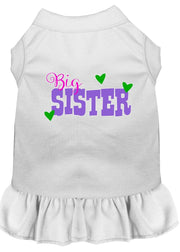 Mirage Pet Products XS (0-3 lbs.) / White Pet Dog & Cat Screen Printed Dress "Big Sister"