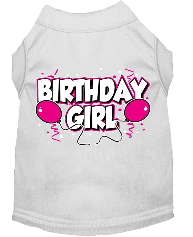 Mirage Pet Products XS (0-3 lbs.) / White Pet Dog & Cat Shirt Screen Printed "Birthday Girl"