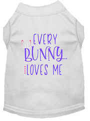 Mirage Pet Products XS (0-3 lbs.) / White Pet Dog & Cat Shirt Screen Printed, "Every Bunny Loves Me"