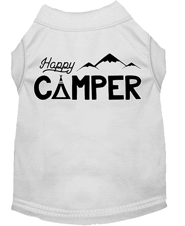 Mirage Pet Products XS (0-3 lbs.) / White Pet Dog & Cat Shirt Screen Printed "Happy Camper"