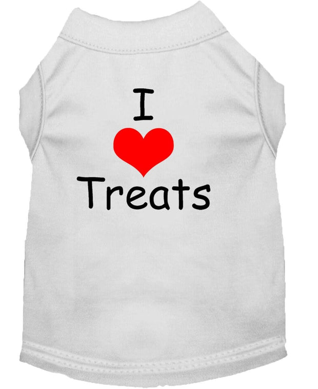 Mirage Pet Products XS (0-3 lbs.) / White Pet Dog or Cat Shirt Screen Printed "I Love Treats"