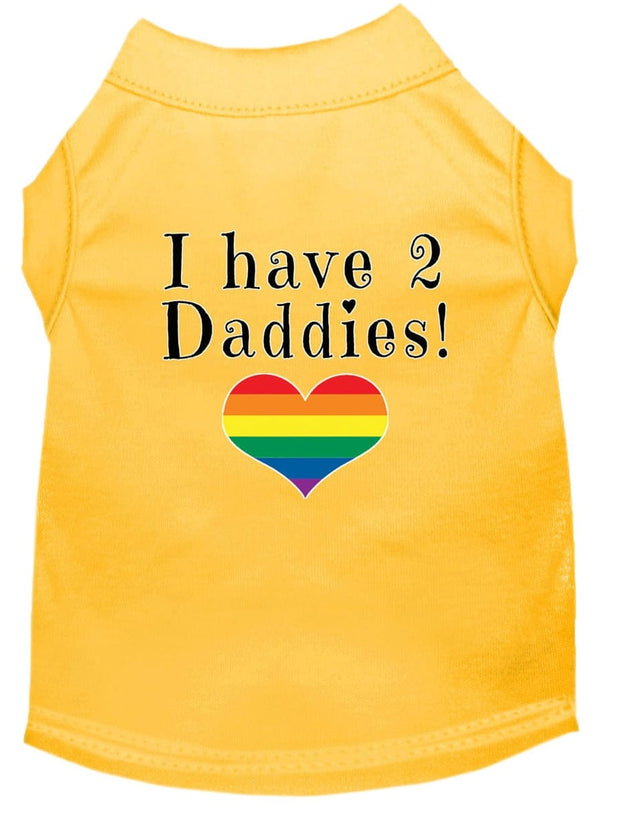 Mirage Pet Products XS (0-3 lbs.) / Yellow Pet Dog & Cat Shirt Screen Printed "I have 2 Daddies"