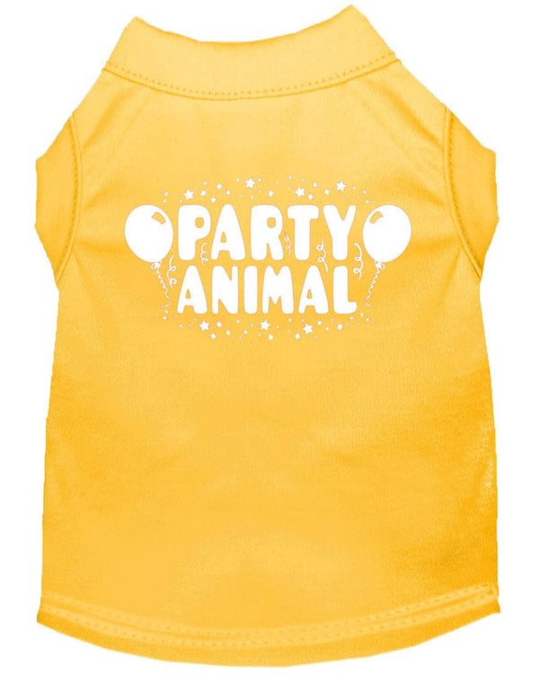 Mirage Pet Products XS (0-3 lbs.) / Yellow Pet Dog & Cat Shirt Screen Printed "Party Animal"