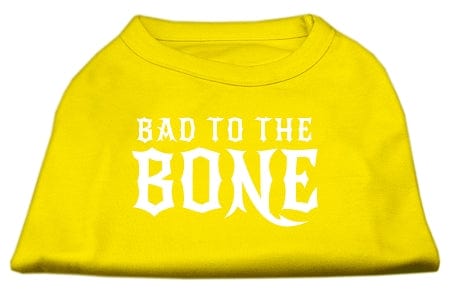 Mirage Pet Products XS (0-3 lbs.) / Yellow Pet Dog Shirt Screen Printed "Bad To The Bone"