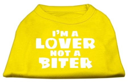 Mirage Pet Products XS (0-3 lbs.) / Yellow Pet Dog Shirt Screen Printed "I'm A Lover, Not A Biter"