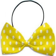 Mirage Pet Products Yellow / Elastic Band Dog and Cat Pet Bow Ties, "Polka Dots Group" Elastic Band or Velcro Strap in 6 Patterns