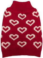 Pet Wholesale USA Fashion Pet All Over Hearts Dog Sweater Red