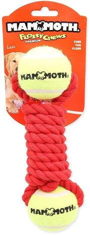 Pet Wholesale USA Medium Mammoth Flossy Chews Braided Bone with 2 Tennis Balls for Dogs