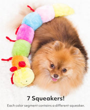 Pet Wholesale USA ZippyPaws Plush Deluxe Rainbow Caterpillar Toy with Squeakers 20"